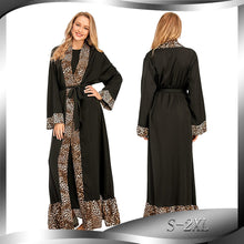 Load image into Gallery viewer, 2021 New Women&#39;s Leopard Print Stitching Fashion Abaya Kimono Cardigan Robe Casual Light Luxury Home Service Muslim Woman Dress