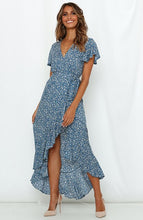 Load image into Gallery viewer, 2021 New Women&#39;s Polka Dot Print Dress V-Neck Ruffled Beach Skirt