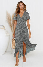Load image into Gallery viewer, 2021 New Women&#39;s Polka Dot Print Dress V-Neck Ruffled Beach Skirt