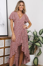 Load image into Gallery viewer, 2021 New Women&#39;s Polka Dot Print Dress V-Neck Ruffled Beach Skirt