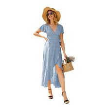 Load image into Gallery viewer, 2021 New Women&#39;s Polka Dot Print Dress V-Neck Ruffled Beach Skirt