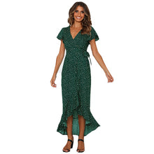Load image into Gallery viewer, 2021 New Women&#39;s Polka Dot Print Dress V-Neck Ruffled Beach Skirt