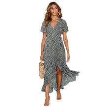 Load image into Gallery viewer, 2021 New Women&#39;s Polka Dot Print Dress V-Neck Ruffled Beach Skirt