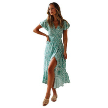 Load image into Gallery viewer, 2021 New Women&#39;s Polka Dot Print Dress V-Neck Ruffled Beach Skirt