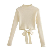 Load image into Gallery viewer, 2021 Nieuwe Vrouwen Backless Gebreide Trui Hoge Hals Lange Mouwen Casual Fashion Chic Lady Vrouw Truien Truien Tops