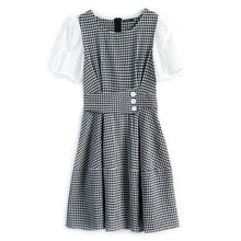 Load image into Gallery viewer, 2021 Plaid Dress For Women Mesh Short Sleeves Patchwork High Waist A-Line Elegant Casual Ladies Party Dresses Female Clothes