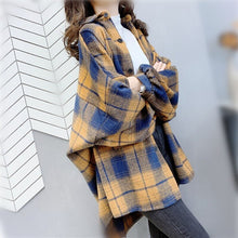 Load image into Gallery viewer, 2021 Plaid Shirts Women Top and Blouses Long Sleeve Oversized Cotton Ladies Casual Blusas  Loose Female Checked Street Shirt