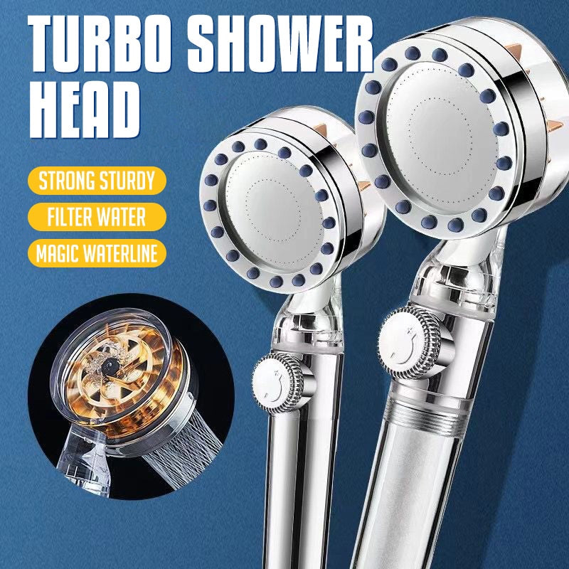 2021 Pressurized Nozzle Turbo Shower Head One-Key Stop Water Saving High Pressure Shower Head Magic Water Line Bathroom Accessor