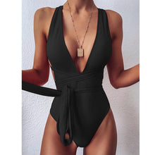 Load image into Gallery viewer, 2021 Print One Piece Swimwear Women Swimsuit Bandage Padded Bathing Suit Cut Out BeachWear Backless Bodysuit Monokini Female