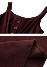 Load image into Gallery viewer, 2021 Pure Color Literary Retro Strap Dress Femininas Sleeveless Square Collar Pleated French Elegant Strap Dresses Fashion Fall