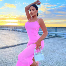 Load image into Gallery viewer, 2021 Ribbed Knitted Women Strap Midi Dress Slit Bodycon Sexy Streetwear Party Club 2021 Summer Clothes Slim Fashion Solid