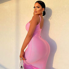 Load image into Gallery viewer, 2021 Ribbed Knitted Women Strap Midi Dress Slit Bodycon Sexy Streetwear Party Club 2021 Summer Clothes Slim Fashion Solid