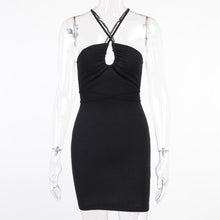 Load image into Gallery viewer, 2021 Ribbed Women Halter Mini Dress Lace Up Bandage Cross Bodycon Hollow Out Sexy Streetwear Party Club Elegant 2021 Summer