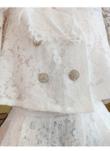 Load image into Gallery viewer, 2021 Runway Design Summer Temperament Elegant Sweet Lace Ruffles V-Neck Puff Sleeve Shirt + High Waist Short Suit