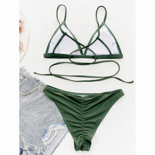 Load image into Gallery viewer, 2021 Sexy Bikini Push Up Bikini Set Bandage Women Swimsuit Female Green Swimwear High Waisted Biquini Swimming Suit Bathing Suit