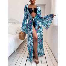 Load image into Gallery viewer, 2021 Sexy Boho Bikinis Beach cover up Summer Swimwear Full Sleeve Beach Dresses Floral Pareo Beach Cover-ups Banador de mujer