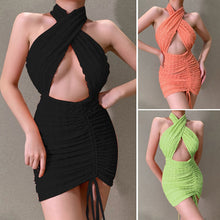 Load image into Gallery viewer, 2021 Sexy Fashion Backless Mini Dress Women Nightclub Party Dress Summer Backless Halter Sleeveless Dress Bodycon Vestido Femme