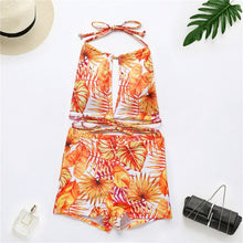 Load image into Gallery viewer, 2021 Sexy High Waist Bikini Swimwear Women Swimsuit Leaf Print Bikini Set Bandage Bathing Suits Summer Beach Wear Swimming Suit