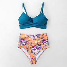 Load image into Gallery viewer, 2021 Sexy Leaf Print Bikini Female Swimsuit Women Swimwear Thong Push Up Bikinis Set High Waist Swimming Suits for Bathing Suit