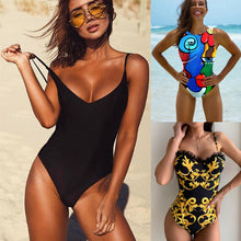 Load image into Gallery viewer, 2021 Sexy One Piece Swimsuit Women Swimwear Female Solid Black Thong Backless Monokini Bathing Suit XL