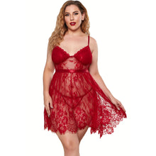 Load image into Gallery viewer, 2021 Sexy Sleepwear Plus Size Women Temptation Lingerie Babydoll Nightwear Deep V Sleeveless Lace Mini Night Dress Nightgown 5XL