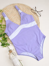 Load image into Gallery viewer, 2021 Sexy Women One Piece Swimsuit Swimwear Female High Waist Patchwrok V-Neck Thong Brazilian Bather Monokini Bathing Suit