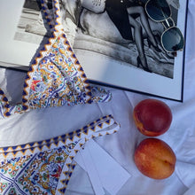 Load image into Gallery viewer, 2021 Sexy triangle micro bikini set Vintage print swimsuit women&#39;s swimming suit Hollow out swimwear High cut bathing suit Swim