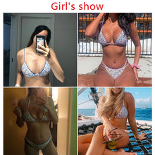 Load image into Gallery viewer, 2021 Sexy triangle micro bikini set Vintage print swimsuit women&#39;s swimming suit Hollow out swimwear High cut bathing suit Swim