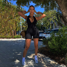 Load image into Gallery viewer, 2021 Sleeveless Halter Solid Backless Knitted Ribbed Skinny Bodycon Playsuit Summer Women Streetwear Casual Black Tight Romper