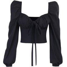 Load image into Gallery viewer, 2021 Smmer New Style V Neck Slim Fashion French Temperament Solid Color Personality Sexy Puffy Long Sleeved Women&#39;s Top
