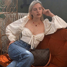 Load image into Gallery viewer, 2021 Smmer New Style V Neck Slim Fashion French Temperament Solid Color Personality Sexy Puffy Long Sleeved Women&#39;s Top