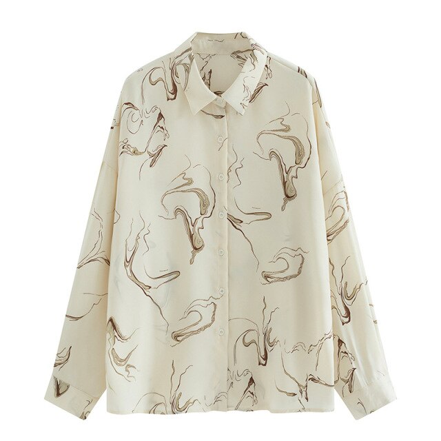 2021 Spring Autumn Fashion Women Print Shirt Chic Checked Blouse Long Sleeve Female Casual Print Shirts Loose ChiffonTops Blusas