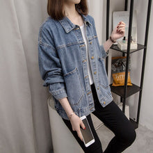 Load image into Gallery viewer, 2021 Spring Autumn Winter Women&#39;s Decal Pocket Cropped Denim Top Jeans Blue Jean Patchwork Demin Jacket For Women Jackets Coat