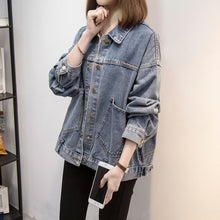 Load image into Gallery viewer, 2021 Spring Autumn Winter Women&#39;s Decal Pocket Cropped Denim Top Jeans Blue Jean Patchwork Demin Jacket For Women Jackets Coat