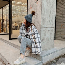Load image into Gallery viewer, 2021 Spring Button Up Shirt Korean Style Oversized Plaid Shirts Blouse Women Cotton Blouse Long Sleeve Plus Size Blouses Blusas