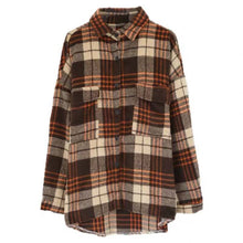 Load image into Gallery viewer, 2021 Spring Button Up Shirt Korean Style Oversized Plaid Shirts Blouse Women Cotton Blouse Long Sleeve Plus Size Blouses Blusas