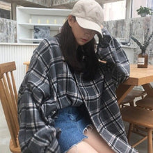 Load image into Gallery viewer, 2021 Spring Cotton Blouse Long Sleeve Korean Style Oversized Plaid Shirts Blouse Women Plus Size Blouses  Button Up Shirt Blusas
