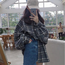Load image into Gallery viewer, 2021 Spring Cotton Blouse Long Sleeve Korean Style Oversized Plaid Shirts Blouse Women Plus Size Blouses  Button Up Shirt Blusas