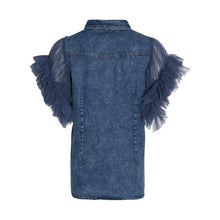 Load image into Gallery viewer, 2021 Spring Cropped Fringe Denim Jacket Waistcoat Jeans Women Patchwork Blue Oversized Crop Sequin Coat Gothic Jean Jackets