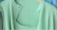 Load image into Gallery viewer, 2021 Spring Knitted Suit Casual Fashion Single-Breasted Long-Sleeve Cardigan And Short Sling Vest Two-Piece Set Femme