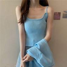 Load image into Gallery viewer, 2021 Spring Knitted Suit Casual Fashion Single-Breasted Long-Sleeve Cardigan And Short Sling Vest Two-Piece Set Femme