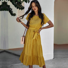 Load image into Gallery viewer, 2021 Spring New Bandage Dress Women Casual Short Sleeve High Waist Solid Dress For Women Elegant Slim Summer Dress