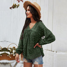 Load image into Gallery viewer, 2021 Spring New Chiffon Blouse Women Fashion V Neck Full Sleeve Summer Blouse Shirt Tops For Women Casual Solid Color