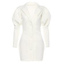 Load image into Gallery viewer, 2021 Spring New Fashion Notched Collar Hip Dress Women Lantern Sleeve Slim Single Breasted Short Dress Ladies Sexy Dresses