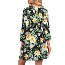 Load image into Gallery viewer, 2021 Spring New Fashion Women Dress Floral Print Vestidos Sexy V Neck Long Sleeve Batwing Sleeve High Waist Slim Fit Mini Dress