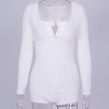 Load image into Gallery viewer, 2021 Spring New Fleece Bodysuit Women Sexy Solid Button Full Sleeve Rompers Ladies Summer Cosy Bodysuit Tops