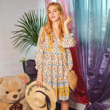 Load image into Gallery viewer, 2021 Spring New Oversize Floral Print Dress Women Butterfly Sleeve V Neck Short Dress For Women Fashion Loose Summer Dress