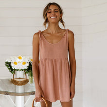 Load image into Gallery viewer, 2021 Spring New Spaghetti Strap Dress Women Casual Solid Lace Up Short Sleeveless Dress For Women O Neck Summer Sling Dress