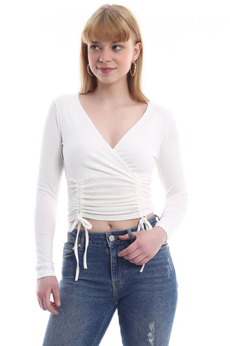 2021 Spring Summer Double Gathered V Women Blouse Stylish Sexy Elegant Women Tops Ladies Fashion Shirt Blouse Women Clothing