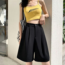 Load image into Gallery viewer, 2021 Spring Summer Fashion High Waist Women Shorts Casual Half- Length Sashes Belted Women Loose Shorts Pockets  Streetwear